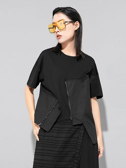 Marigold Shadows Shirts & Tops Lupee Zipper Shirt - Black