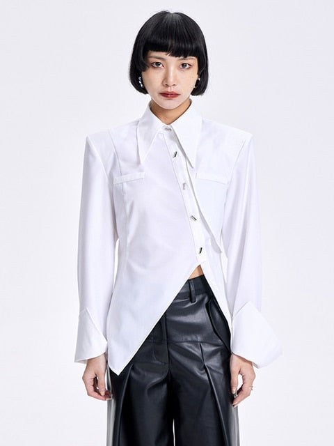 Marigold Shadows Shirts & Tops Preform Cross Button Blouse