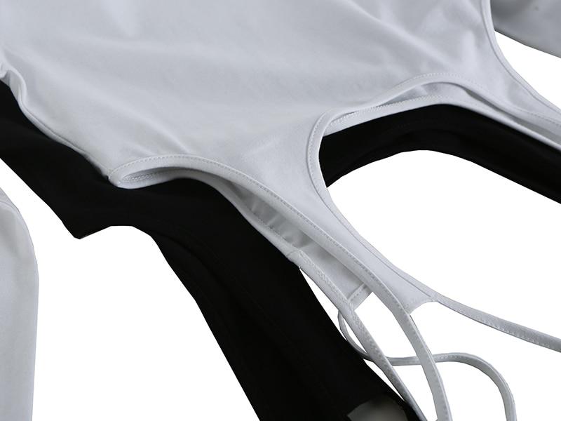 Marigold Shadows shirts Tsuna Irregular Long Sleeve Turtleneck Top - White