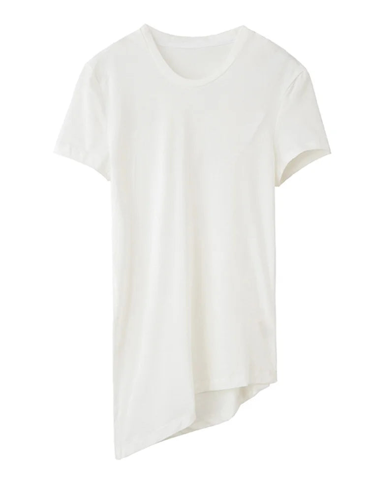 Marigold Shadows Shirts Wallcy Irregular Hem T-shirt - White