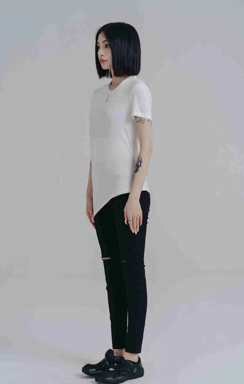 Marigold Shadows Shirts Wallcy Irregular Hem T-shirt - White