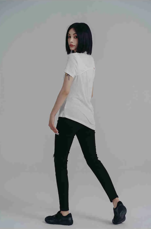 Marigold Shadows Shirts Wallcy Irregular Hem T-shirt - White