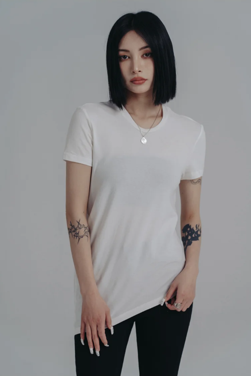 Marigold Shadows Shirts Wallcy Irregular Hem T-shirt - White