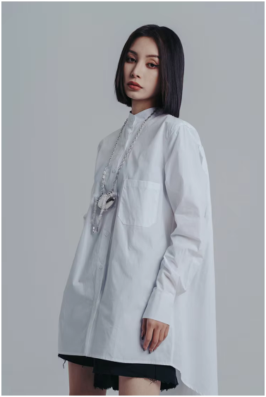 Marigold Shadows Shirts Woumen Pleated Collar Shirt