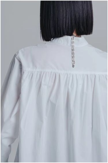 Marigold Shadows Shirts Woumen Pleated Collar Shirt