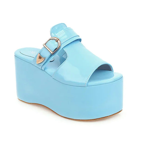 Marigold Shadows Shoes Asuandra Platform Slide - Blue