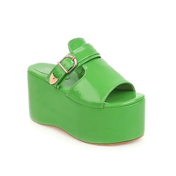 Marigold Shadows Shoes Asuandra Platform Slide - Green