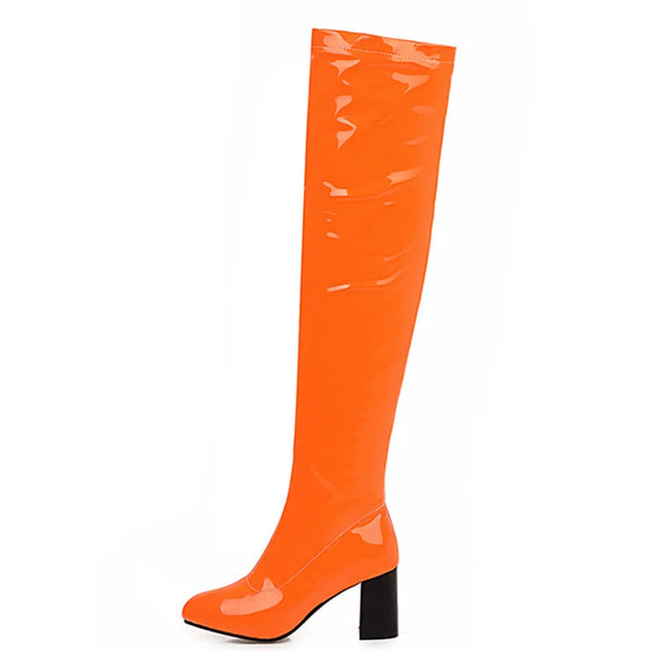 Marigold Shadows Shoes Salwa Patent Boot - Orange