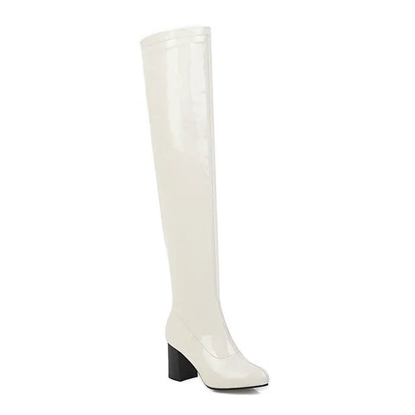 Marigold Shadows Shoes Salwa Patent Boot - White