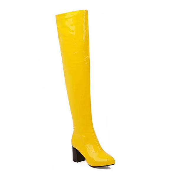 Marigold Shadows Shoes Salwa Patent Boot - Yellow