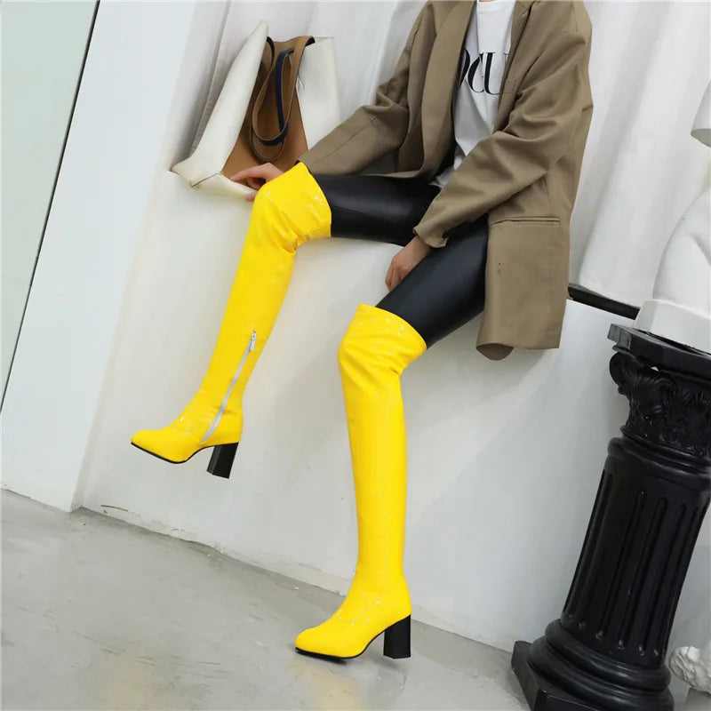 Marigold Shadows Shoes Salwa Patent Boot - Yellow