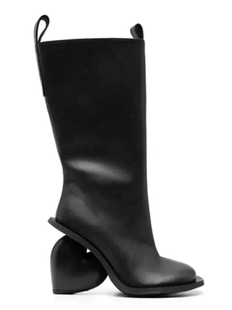 Marigold Shadows Shoes Taura Heart Heel Boots - Black