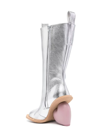 Marigold Shadows Shoes Taura Heart Heel Boots - Silver and Pink