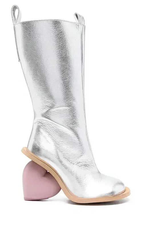 Marigold Shadows Shoes Taura Heart Heel Boots - Silver and Pink