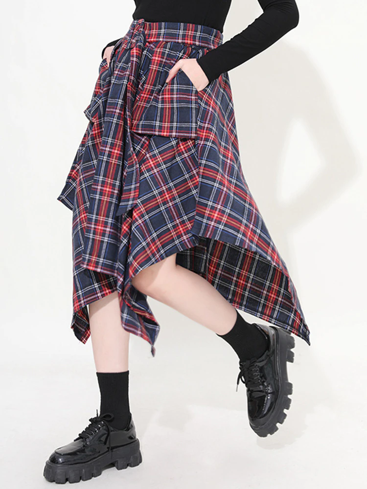 Marigold Shadows skirts Aitana Plaid Picnic Skirt - Navy