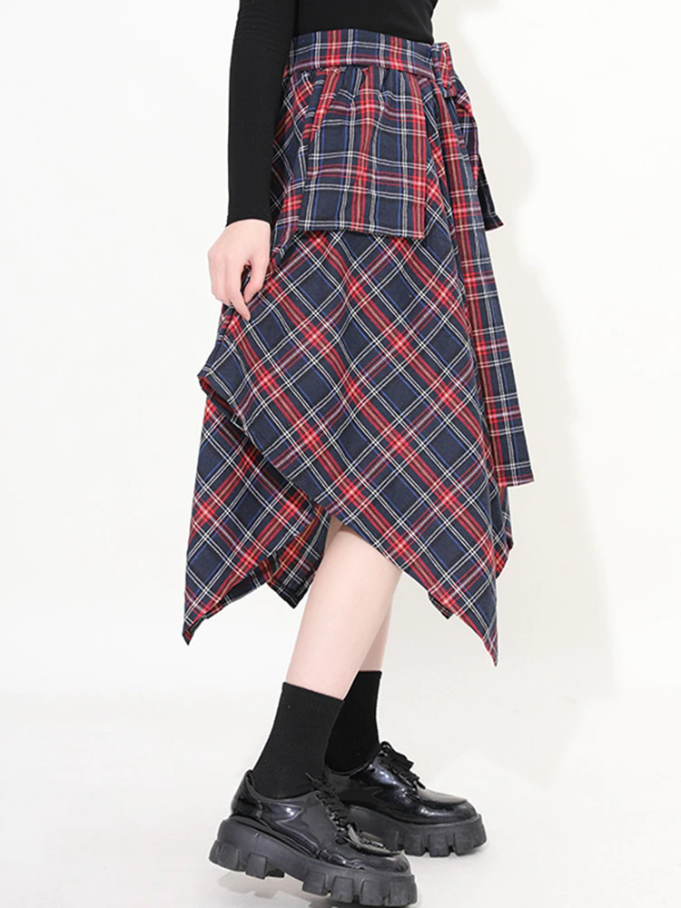 Marigold Shadows skirts Aitana Plaid Picnic Skirt - Navy