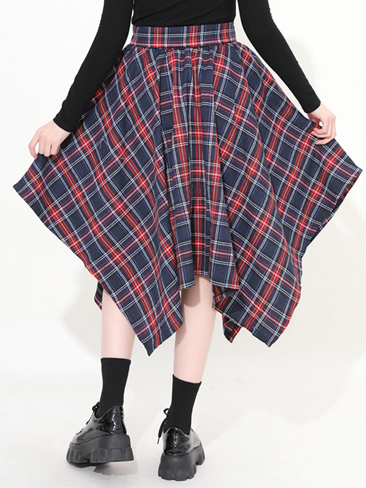 Marigold Shadows skirts Aitana Plaid Picnic Skirt - Navy