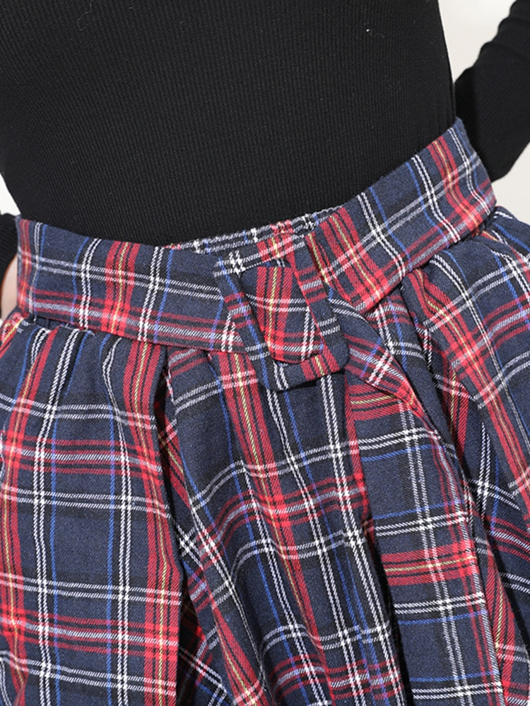 Marigold Shadows skirts Aitana Plaid Picnic Skirt - Navy