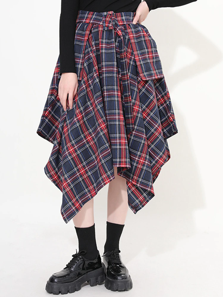 Marigold Shadows skirts Aitana Plaid Picnic Skirt - Navy