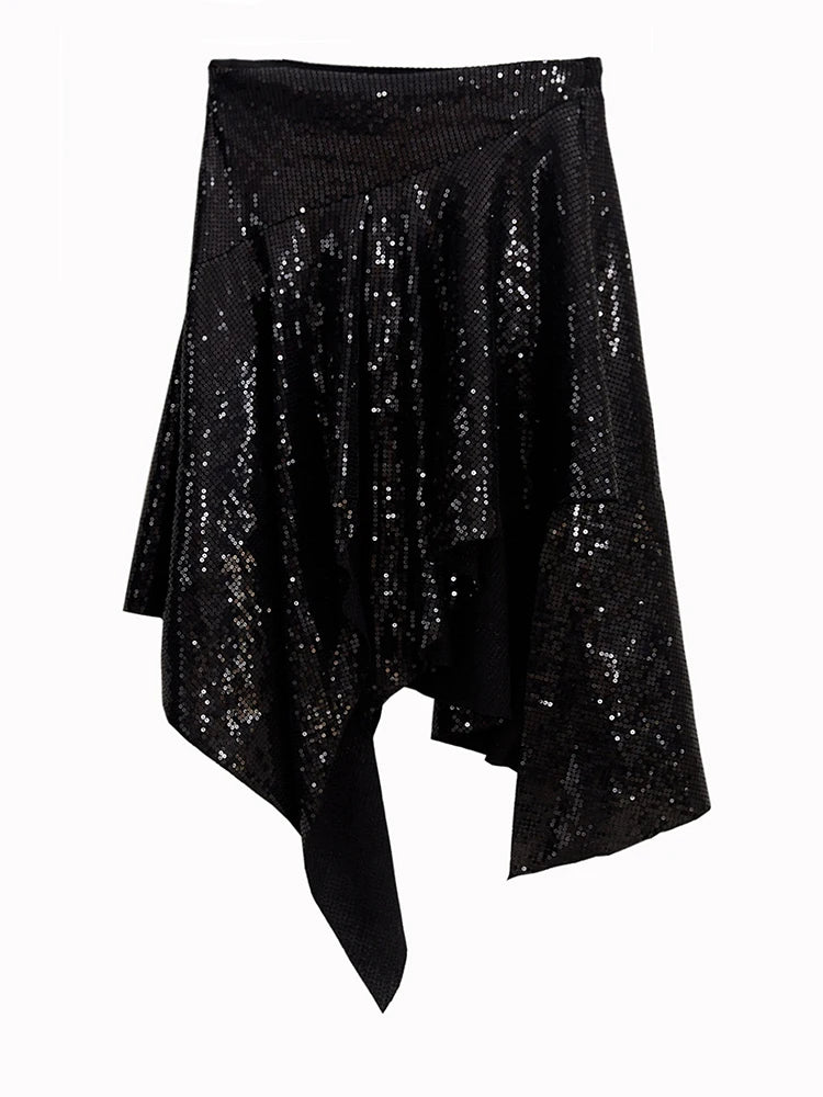 Marigold Shadows Skirts Bracadi Asymmetrical Sequin Skirt