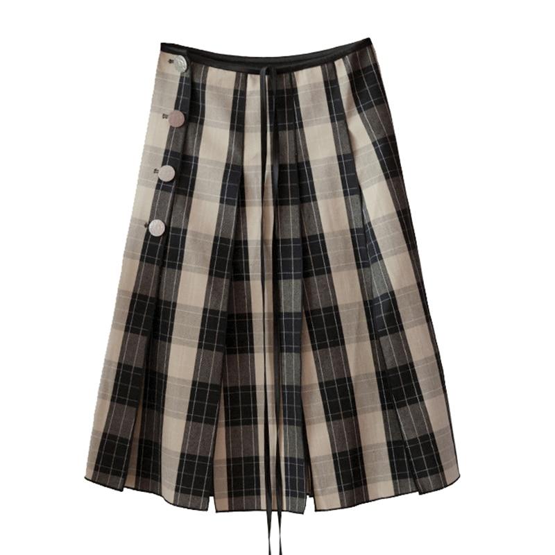 Marigold Shadows skirts Kanon Plaid Pleated Button Skirt