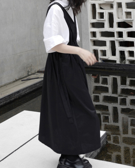 Maho Pleated Strap Overall Skirt Marigold Shadows