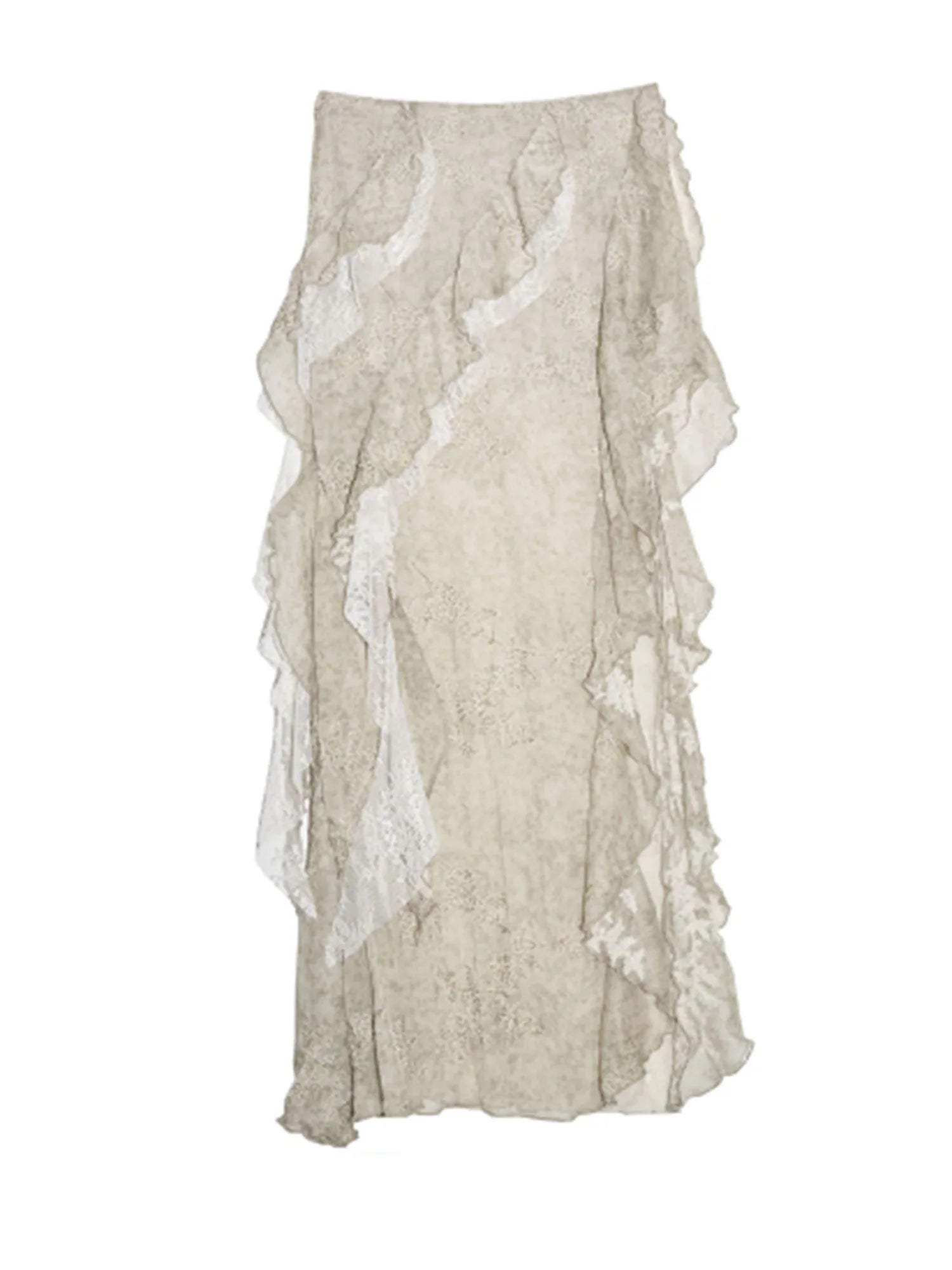 Marigold Shadows Skirts **Miecy Sheer Lace Maxi Skirt