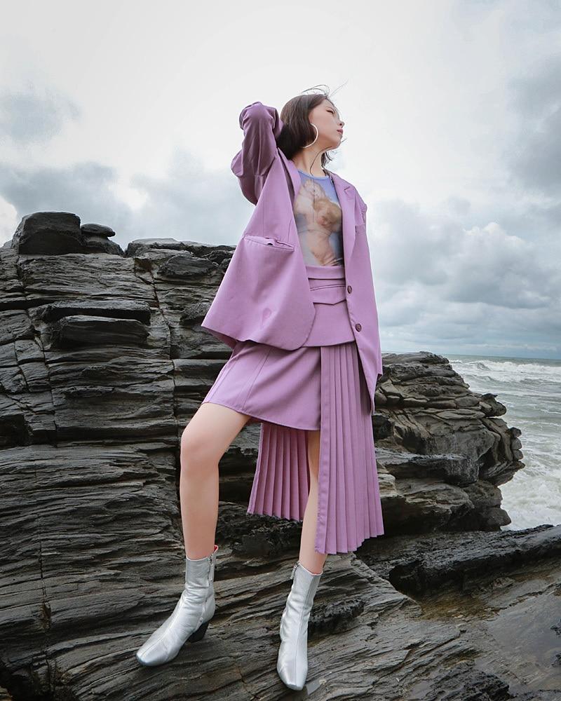 Marigold Shadows skirts Nagi Pleated Asymmetrical Skirt - Purple