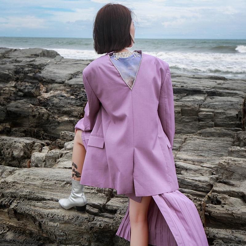 Marigold Shadows skirts Nagi Pleated Asymmetrical Skirt - Purple