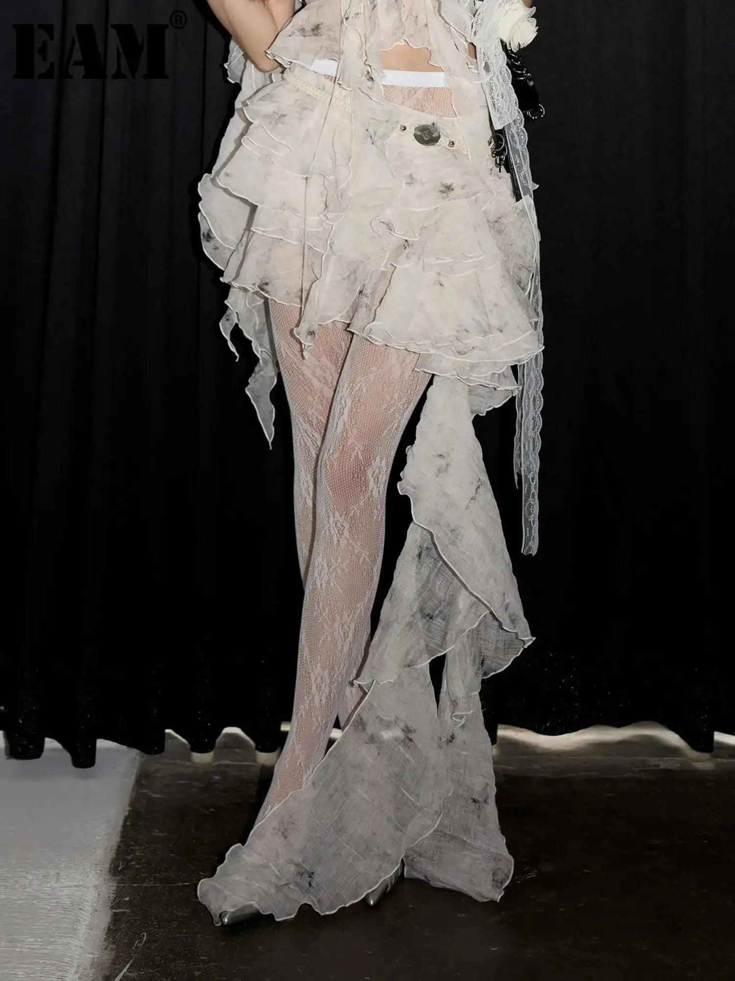 Marigold Shadows Skirts *Outerr Ruffle Mini Skirt