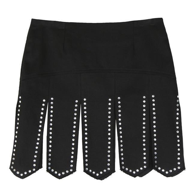 Marigold Shadows skirts Shuka High Waist Rhinestone Half Skirt - Black