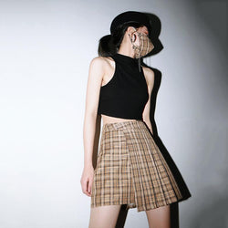 Marigold Shadows skirts Yukiko Plaid Irregular Skirt