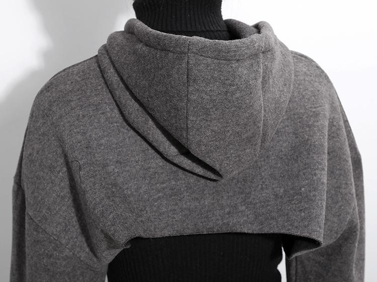 Marigold Shadows sweaters Teman Cropped Hoodie Sweatshirt - Gray