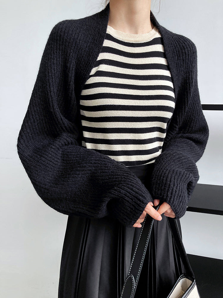 Marigold Shadows Sweaters Touka Knitted Shrug Scarf - Black