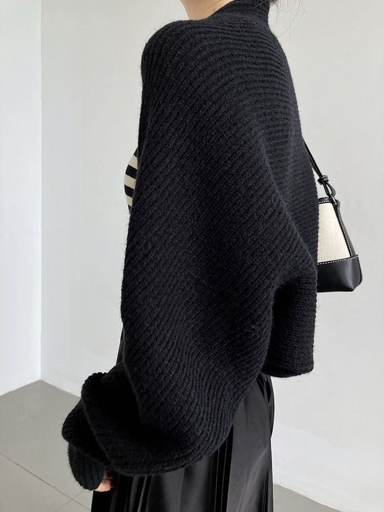 Marigold Shadows Sweaters Touka Knitted Shrug Scarf - Black