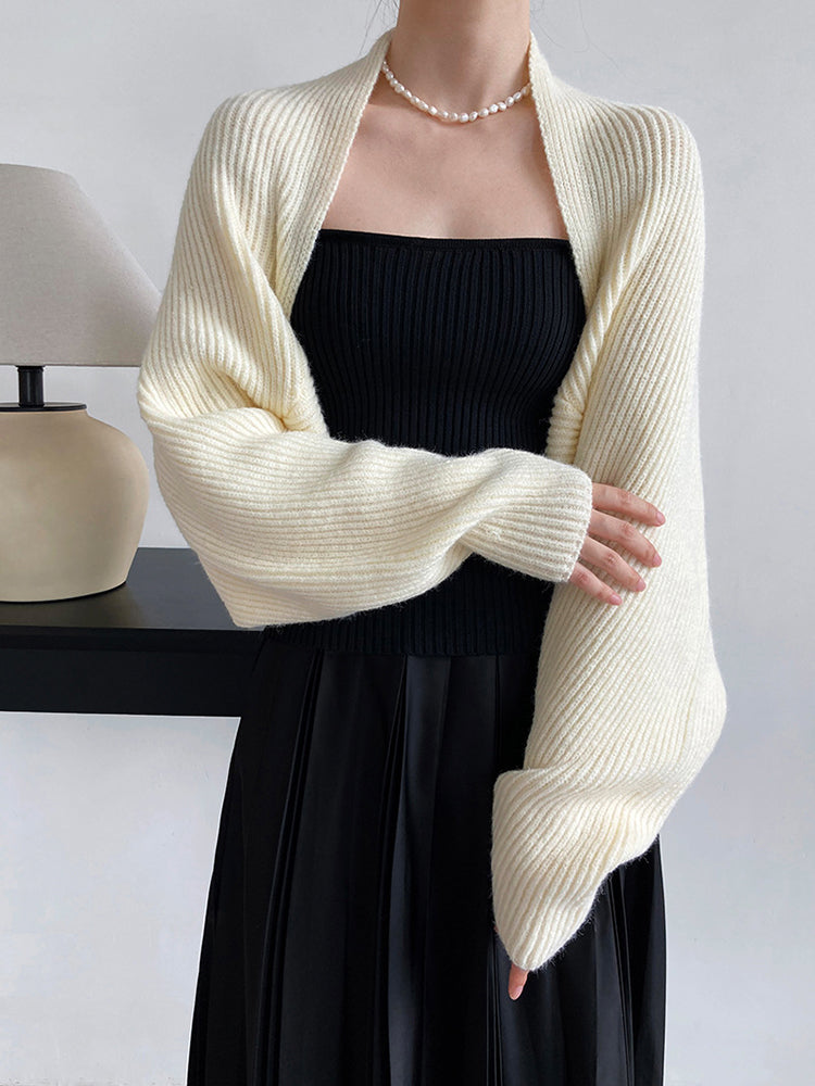 Marigold Shadows Sweaters Touka Knitted Shrug Scarf - Cream