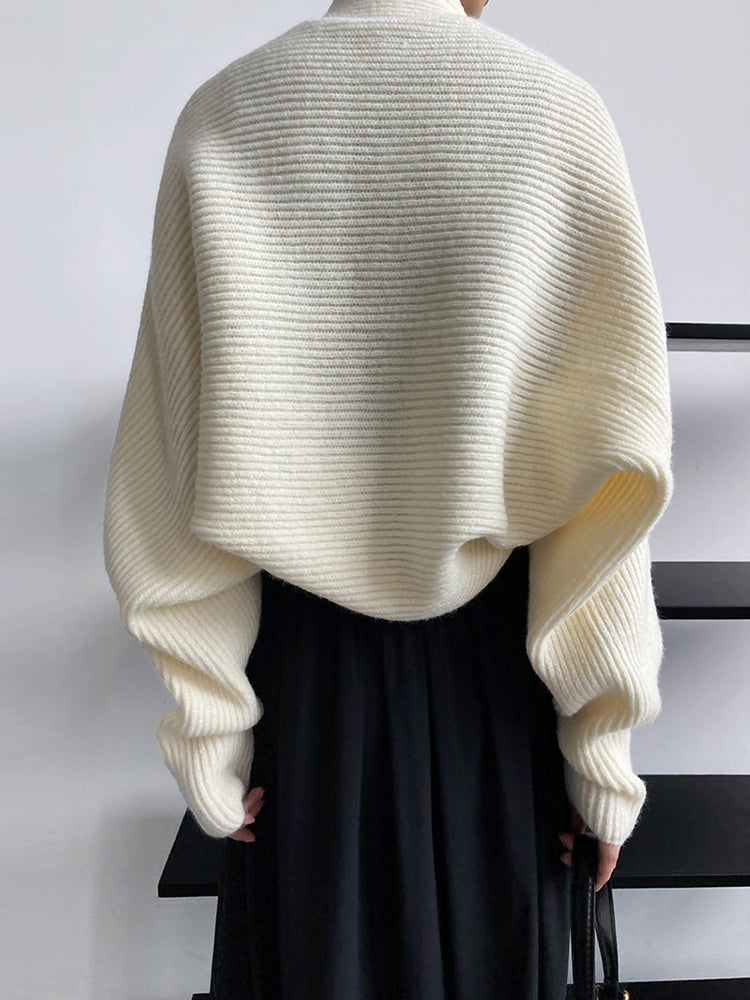 Marigold Shadows Sweaters Touka Knitted Shrug Scarf - Cream