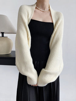 Marigold Shadows Sweaters Touka Knitted Shrug Scarf - Cream