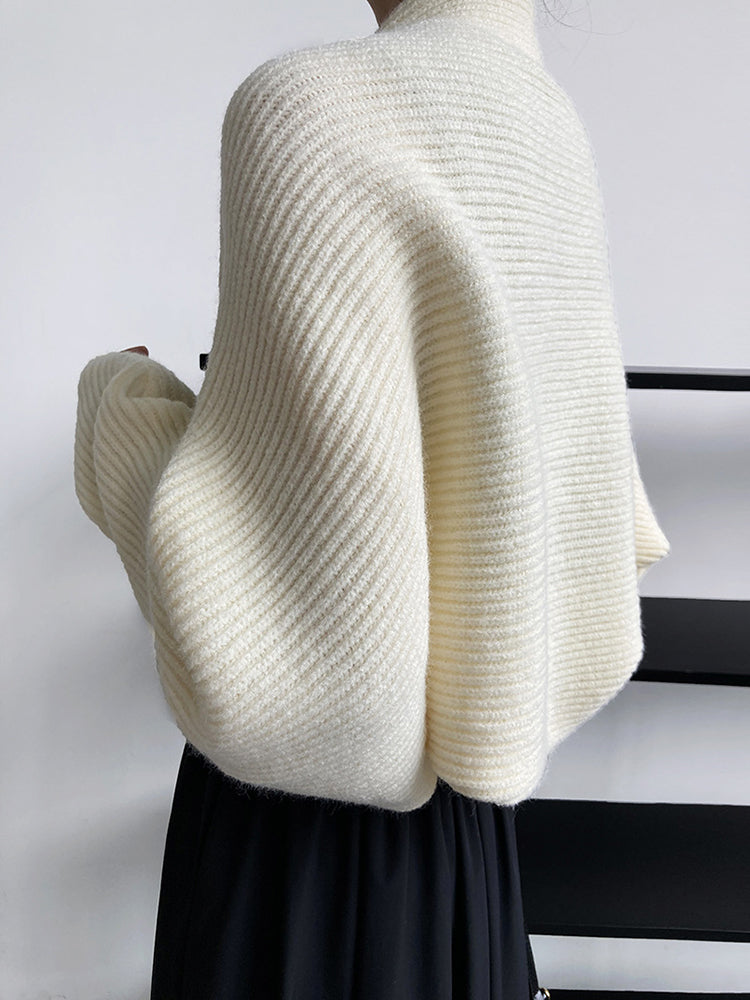 Marigold Shadows Sweaters Touka Knitted Shrug Scarf - Cream