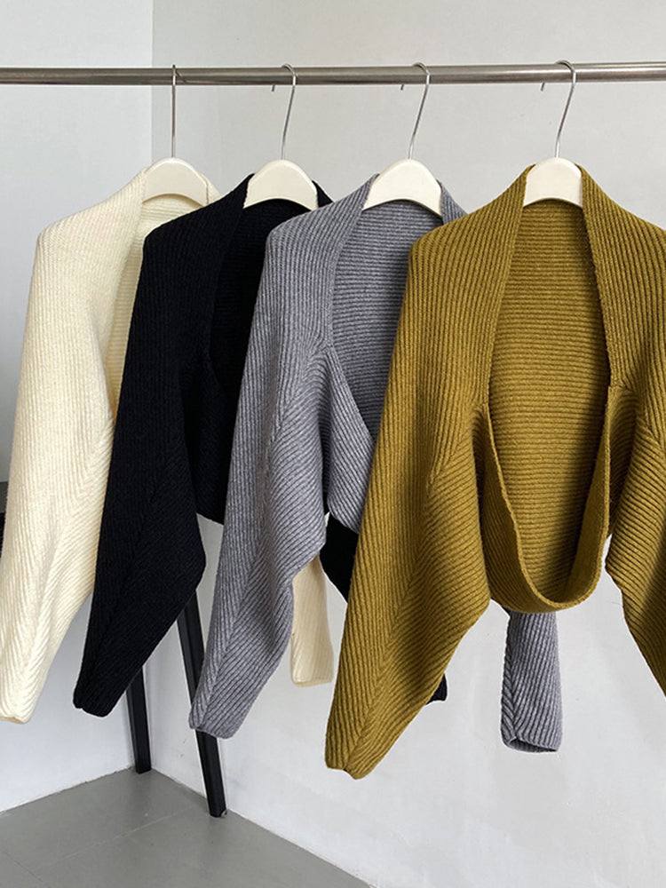 Marigold Shadows Sweaters Touka Knitted Shrug Scarf - Cream