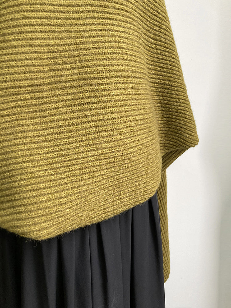 Marigold Shadows Sweaters Touka Knitted Shrug Scarf - Olive Green