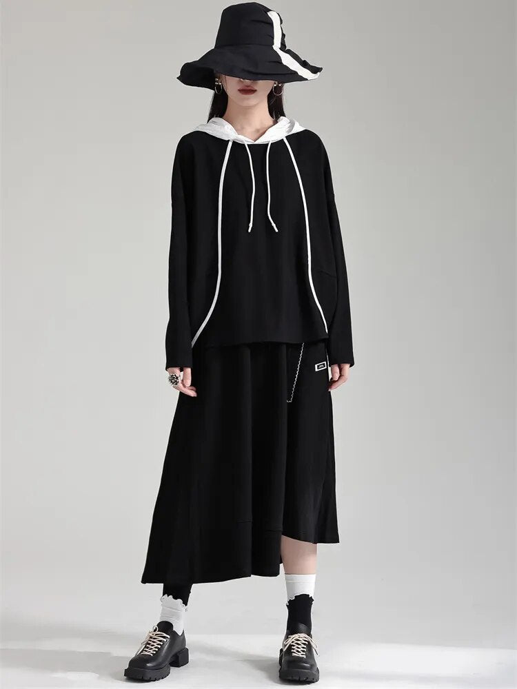 Marigold Shadows Sweatshirts Daiyay Contrast Hoodie - Black