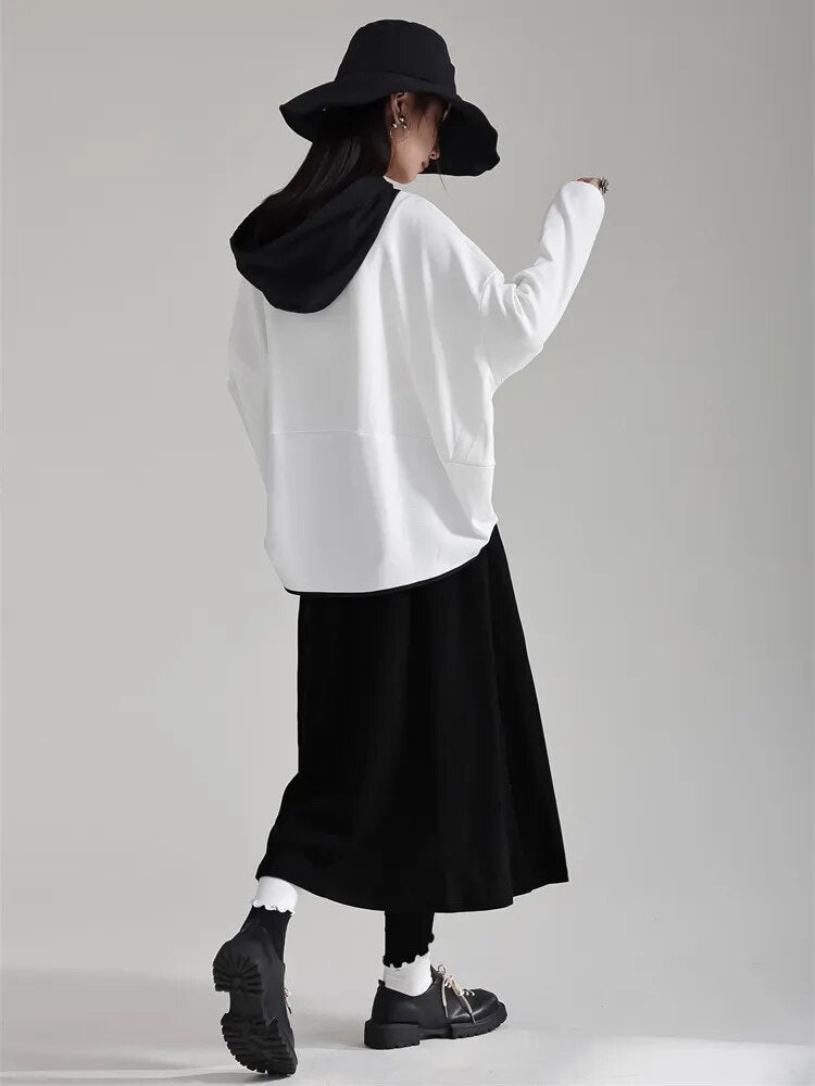 Marigold Shadows Sweatshirts Daiyay Contrast Hoodie - White