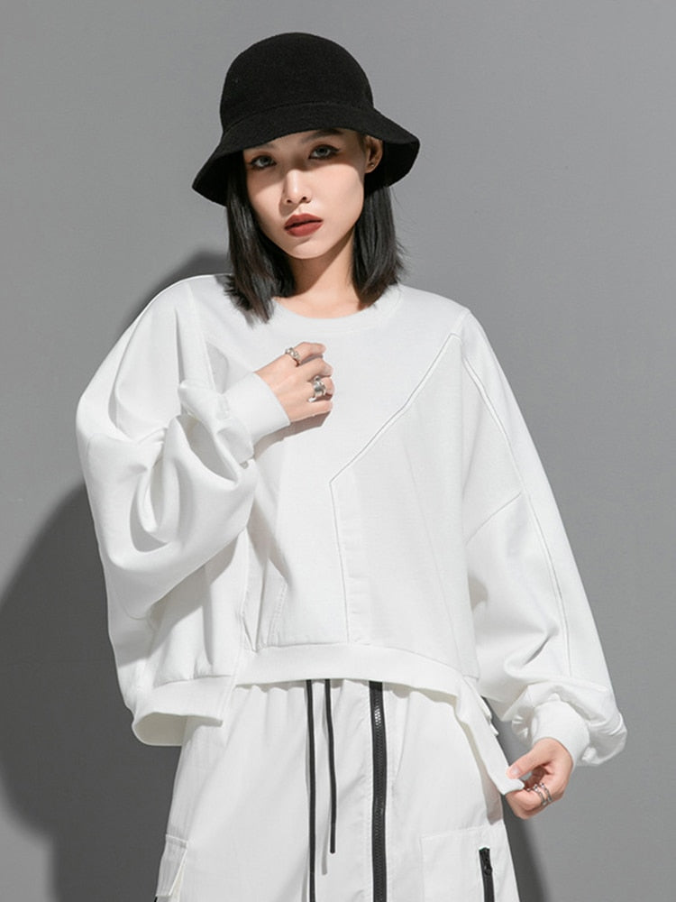 Marigold Shadows Sweatshirts Hatsu Irregular Sweatshirt - White