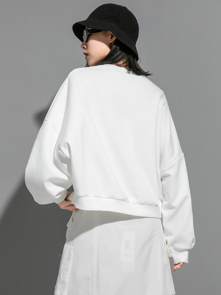 Marigold Shadows Sweatshirts Hatsu Irregular Sweatshirt - White
