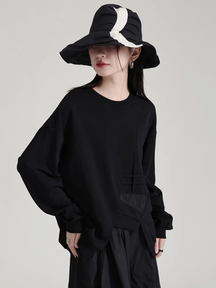 Marigold Shadows Sweatshirts Laiery Pattern Sweater - Black