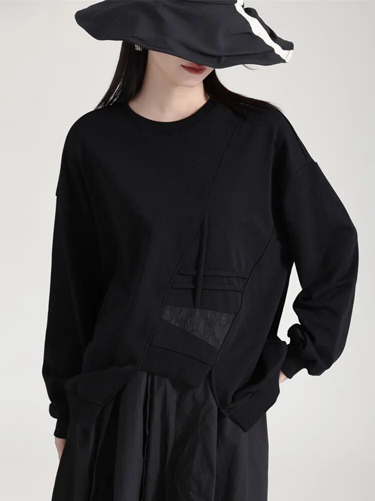 Marigold Shadows Sweatshirts Laiery Pattern Sweater - Black