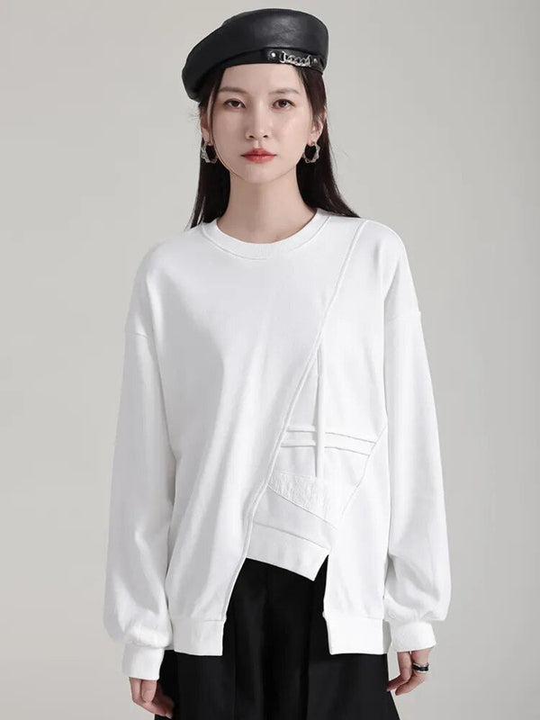 Marigold Shadows Sweatshirts Laiery Pattern Sweater - White
