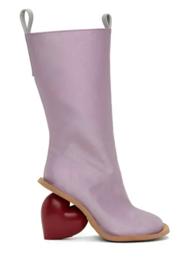 Marigold Shadows Taura Heart Heel Boots - Lavender