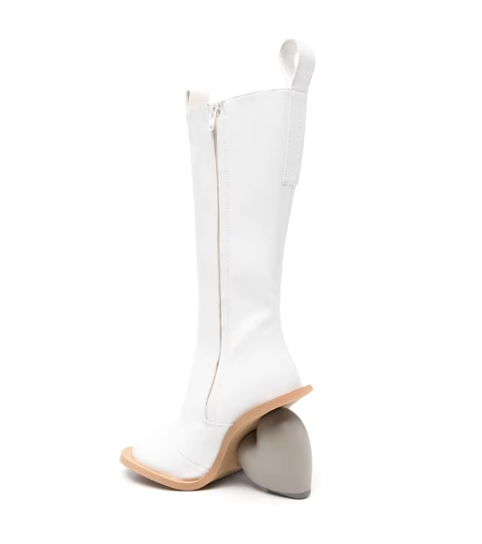 Marigold Shadows Taura Heart Heel Boots - White